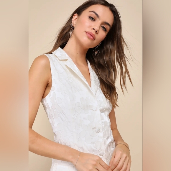 Lulus Confidently Adorable Ivory Floral Jacquard Blazer Mini Dress XL Wedding - Picture 5 of 12